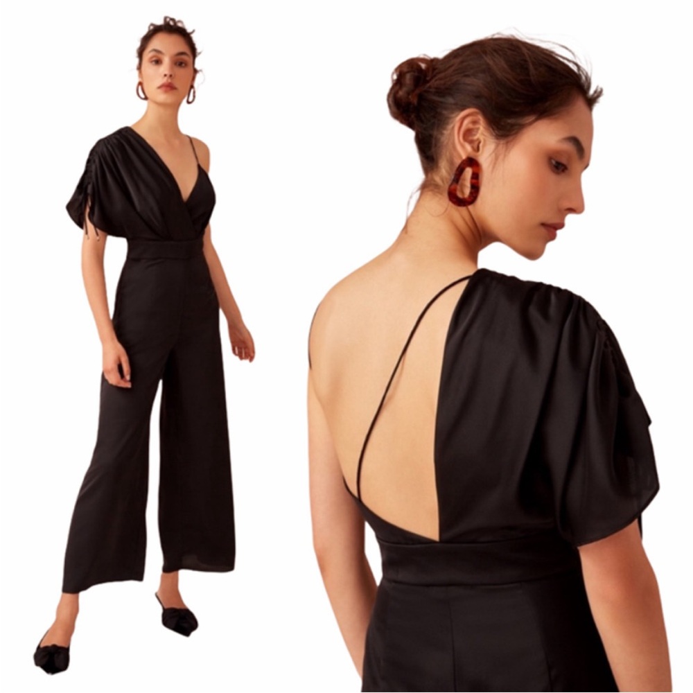 Keepsake Asymmetrical Shoulders Wide-Leg Jumpsuit